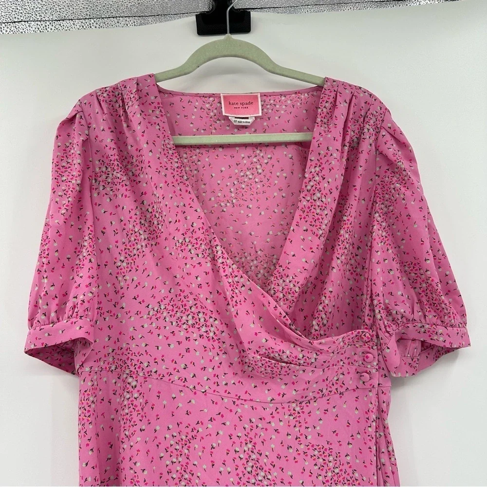 Kate Spade Meadow wrap dress in the Chilled Watermelon Pink Floral‎ Size 12